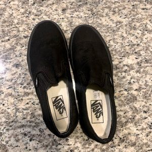 Pair of all black womans slip on vans worn once!